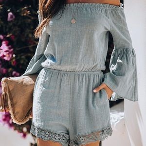 Cotton Pocketed Off The Shoulder Romper